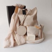 Mix en Match - Geschenkset - Cadeau pakket - Giftbox - Kadoset- Tas - Shopper - Make-up tas- Blokzeep - Sleutelhanger - Sjaal