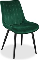 IN-HOME Eetkamerstoelen  Loui - Groen - Metaalpoot - Fluweel - Velvet eetstoel
