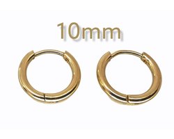 Oorringen goudkleur 10mm Chirurgisch staal.
