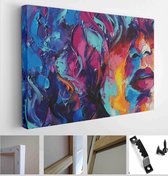Louise - oil painting. Conceptual abstract picture of a beautiful girl. On the background is written text from a book - Modern Art Canvas - Horizontal - 1851509278 - 50*40 Horizont