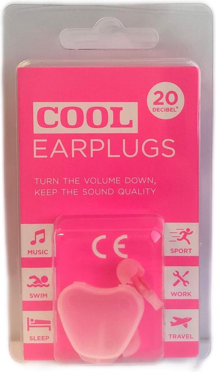Goedkoopste Cool Earplugs Oordoppen Roze - 20dB filter - In Opbergdoosje