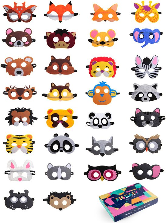 Fête d'Anniversaire. Parfait pour Déguisement Cosplay Masque Animaux Jungle pour Filles Garçons 12 PCS Masque Fête Enfant Masque Animaux en Feutre Carnaval 
