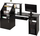 Resuelven® Bureau Voor Werk Of Gaming Hout - Werkbureau - Studie Tafel - Gaming Corner - Kantoor - Met Kast En Lades - Zwart