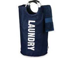 Draagbare Waszak - Navy - Opvouwbare Wasmand - Met Handvaten