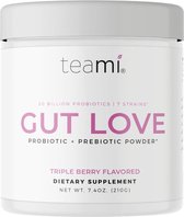 Teami Blends - Gut Love Triple Berry - 210 gr - Ondersteun je darmflora met deze VEGAN pro- en prebiotica supplement met heerlijke rode vruchten smaak! Bye bye belly bloat!