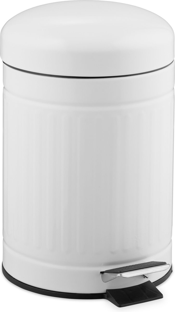 pedaalemmer 3 l - rond - antislip pedaal - binnenemmer - badkamer & keuken - wit