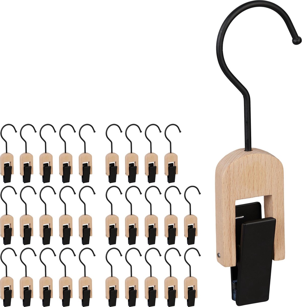 30x klemhaken - accessoiresklem - klemkleerhaak - hout & ijzer