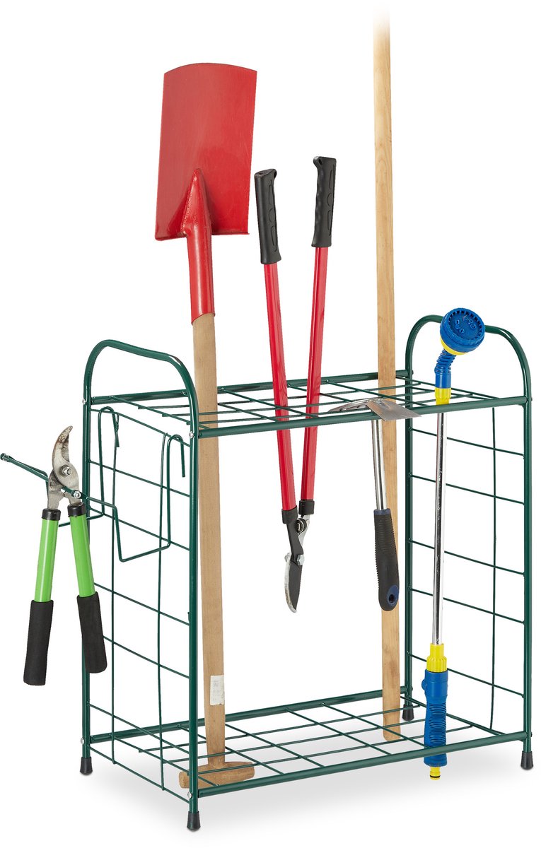 tuingereedschapsrek - 68 x 80 x 35 cm - gereedschapshouder - groen