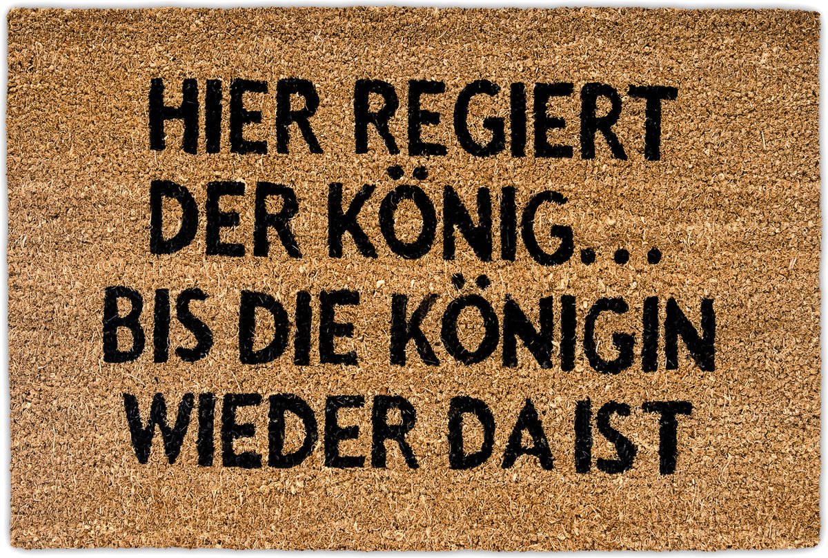 deurmat kokos - KÖNIGIN met tekst - 40 x 60 cm - antislip - binnen en buiten - rechthoekig