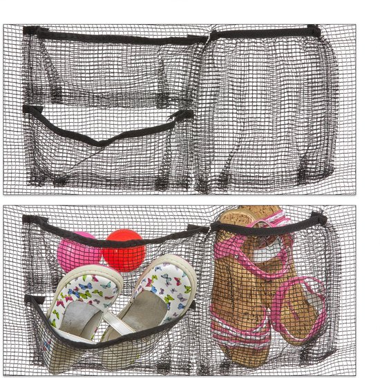 framenet voor tuintrampoline - 3 opbergtasjes - toebehoren voor ronde trampoline Ø 183 cm - zwart