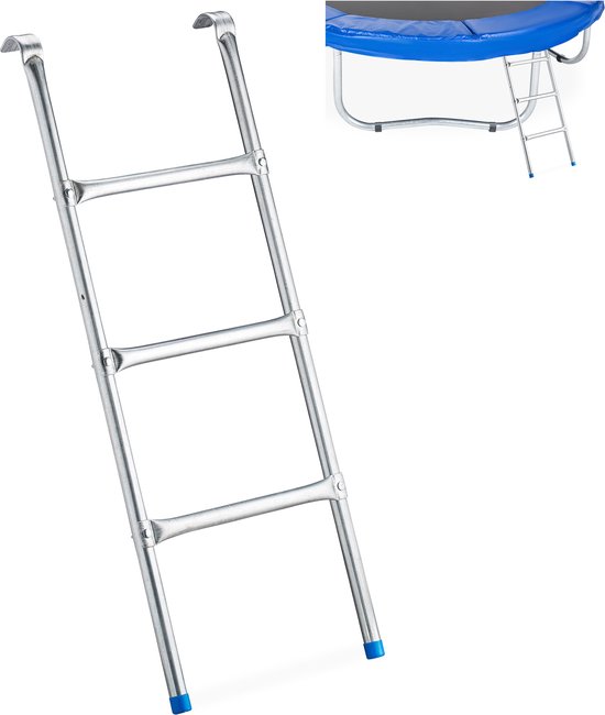 trampoline ladder - 97 x 38 cm - 3 tredes - trapje zilver