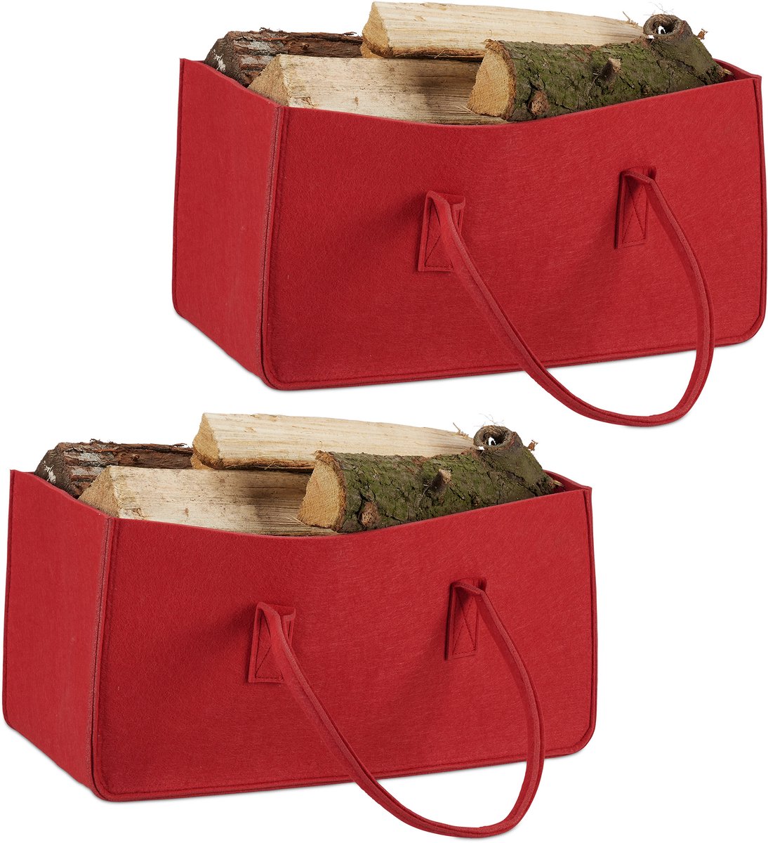 2x houtmand vilt - haardhout tas - draagtas - vilttas - flexibel - opbergmand