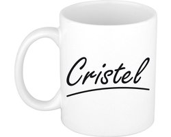 Cristel Naam koffiemok – beker – met sierlijke letters – wit – cadeau – collega – moederdag – verjaardag – personeel