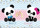 Geboorte - Versiering - Babyshower - Gender Reveal - Geslacht onthulling - Raam - Poster - Wanddoek - Banner van Polyester - (Breed) 150cm x (Hoog) 100cm - Boy or Girl - Pandabeert