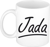 Jada naam cadeau mok / beker sierlijke letters - Cadeau collega/ moederdag/ verjaardag of persoonlijke voornaam mok werknemers