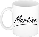 Martine naam cadeau mok / beker sierlijke letters - Cadeau collega/ moederdag/ verjaardag of persoonlijke voornaam mok werknemers