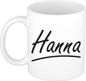 Hanna naam cadeau mok / beker sierlijke letters - Cadeau collega/ moederdag/ verjaardag of persoonlijke voornaam mok werknemers