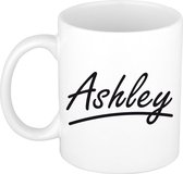 Ashley naam cadeau mok / beker sierlijke letters - Cadeau collega/ moederdag/ verjaardag of persoonlijke voornaam mok werknemers