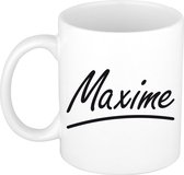 Maxime naam cadeau mok / beker sierlijke letters - Cadeau collega/ moederdag/ verjaardag of persoonlijke voornaam mok werknemers