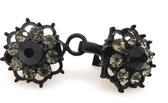 Vestsluiting - clip met haakje - zwart-rozet met kristal, voor vest, sjaal of omslagdoek.