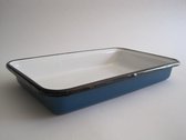 Emaille ovenschaal - 30 x 18 cm - blauw gespikkeld