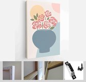 Abstract still life in pastel colors. Collection of contemporary art. Abstract paper cut elements, flowers for social media, posters, postcards, print - Modern Art Canvas - Vertica