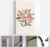 Collection of contemporary art posters in pastel colors. Abstract elements, leaves and flowers, peonies, branches - Modern Art Canvas - Vertical - 1853040850 - 50*40 Vertical