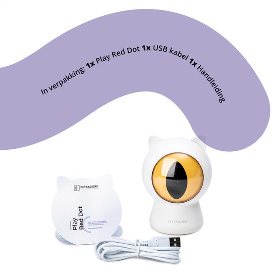 Pettadore Play Red Dot - Laser Kattenspeeltjes - Autoplay en via Bluetooth Handmatig in App - Kattenspeelgoed - Laserpen