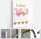 Happy Valentine's Day set cards. Handdrawn romantic lettering - Modern Art Canvas - Vertical - 1627077010 - 80*60 Vertical
