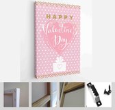 Happy Valentine's Day set cards. Handdrawn romantic lettering - Modern Art Canvas - Vertical - 1627077013 - 80*60 Vertical