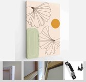 Set of abstract creative minimalist hand painted illustrations with decorative branches and leaves. For postcard, poster, social media story design - Modern Art Canvas - Vertical -
