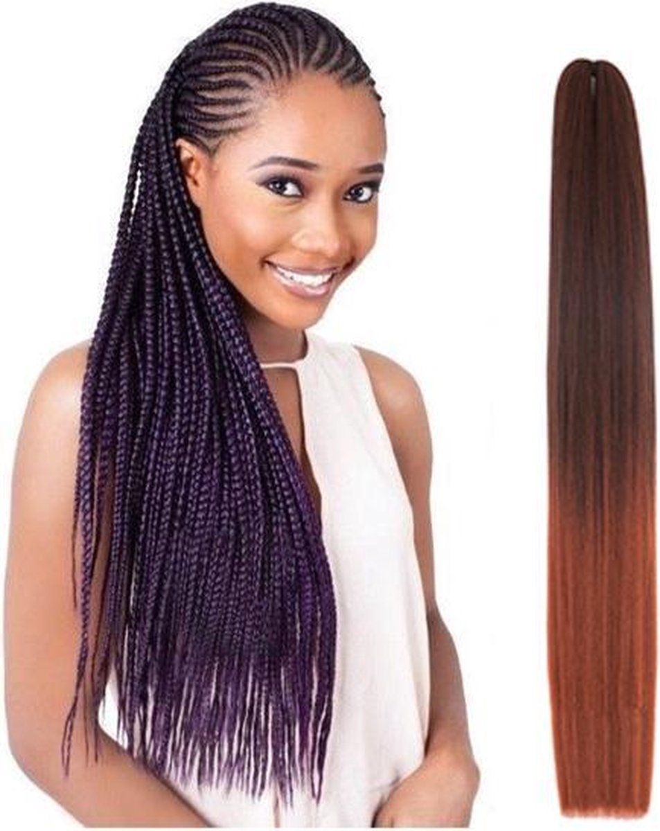 Ombre X pression 100 % kanekalon Best Quality Ultra Braid - Vlechthaar – Zwart & Licht kastanje - Nep haar - Hair extensions – Synthetische vlechthaar