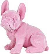 Decoratie miro hond roze fluweel (r-000SP39763)