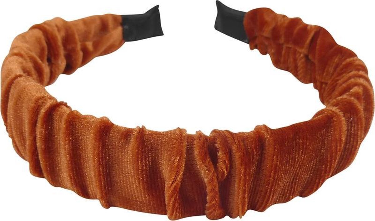 Haarsoires Haarband Diadeem 2,5cm – Gerimpelde Stof – Velvet - Oranje Bruin - Comfortabel voor Dames & Meisjes - Universele Maat