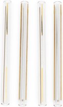 Riviera Maison Glazen Rietjes - Glamorous Cocktail Straws - Goud - Set van 4 Stuks