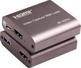 DrPhone HVC3 Audio Video Capture Card met Loop Out - HDMI naar HDMI & USB 3.0 – 4K 60Hz -voor o.a Live Video Streaming Opnemen etc- Zwart