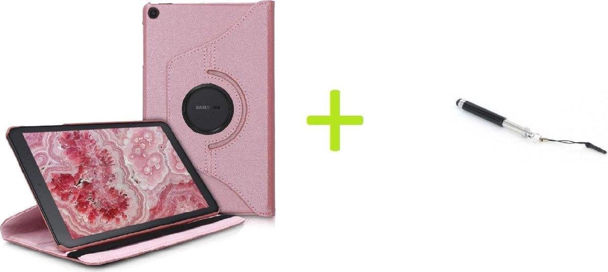Book Cover Geschikt voor: Samsung Galaxy Tab A7 Lite Multi Stand Case - 360 Draaibaar Tablet hoesje - Tablethoes - Rosé Goud + Stylus