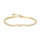 Twice As Nice Armband in verguld zilver, witte zirkonia en ellips  16 cm+3 cm