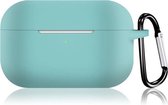 Apple AirPods Pro Hoesje Mint Groen Met Clip - Mint Groen- Siliconen - Case - Cover - Soft case