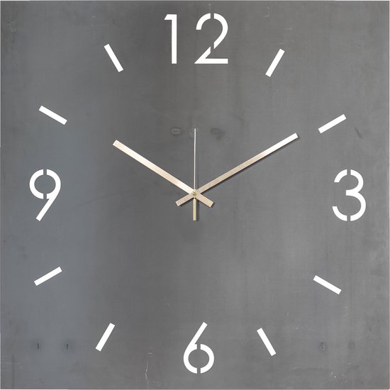 Spinder Design Time - Wandklok - Vierkant - 40x40 cm - Blacksmith