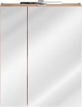 Spiegelkast Badkamer 75x60 cm Eiken – Brenda – 6 Opbergvakken - Luxe Badkamer Spiegel Kast – Badkamerkast met Spiegel - Perfecthomeshop