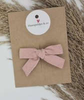 Haarstrik Mila - corduroy - rib - alligatorclip - roze