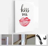 Itsallcanvas - Schilderij - Happy Valentines Day Cards. Handdrawn Romantic Lettering Art Vertical Vertical - Multicolor - 40 X 30 Cm