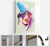 Itsallcanvas - Schilderij - Abstract Female Face. Vector Illustration Art Vertical Vertical - Multicolor - 80 X 60 Cm