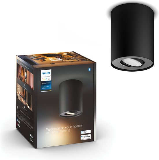 ontwerper IJver Ondraaglijk Philips Hue Pillar opbouwspot - warm tot koelwit licht - 1-spot - zwart |  bol.com
