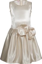 La V  Feestelijke jurk met bloemen op de taille  Cream - 122