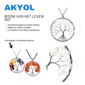 Akyol - Levensboom ketting - Bergkristal - Tree of life - Boom - Boom van het leven - Wit