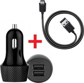 PowerCharge 2.4A Autolader USB Oplader Auto met USB-C Kabel - Sigarettenaansteker Auto Lader Adapter Dubbele USB Poort -Geschikt voor Samsung Galaxy M32/A03s/A52s/Z Fold 3G/ Z Flip3/A12/M21/M