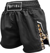 Stiel Leopard Dames Kickboksbroekje - Satijn - Zwart - S