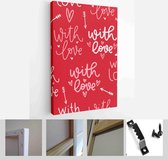 Valentines day romantic background with heart vector graphic and greeting card set with lettering love messages - Modern Art Canvas - Vertical - 1866695344 - 50*40 Vertical